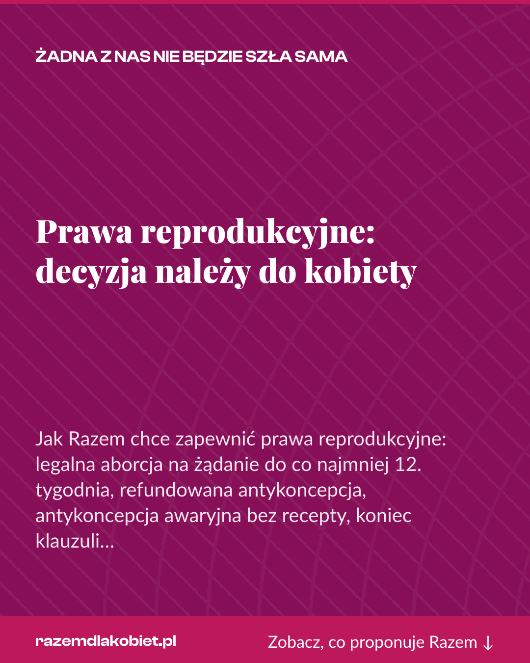 Grafika pionowa do udostępnienia: Prawa reprodukcyjne: decyzja należy do kobiety
