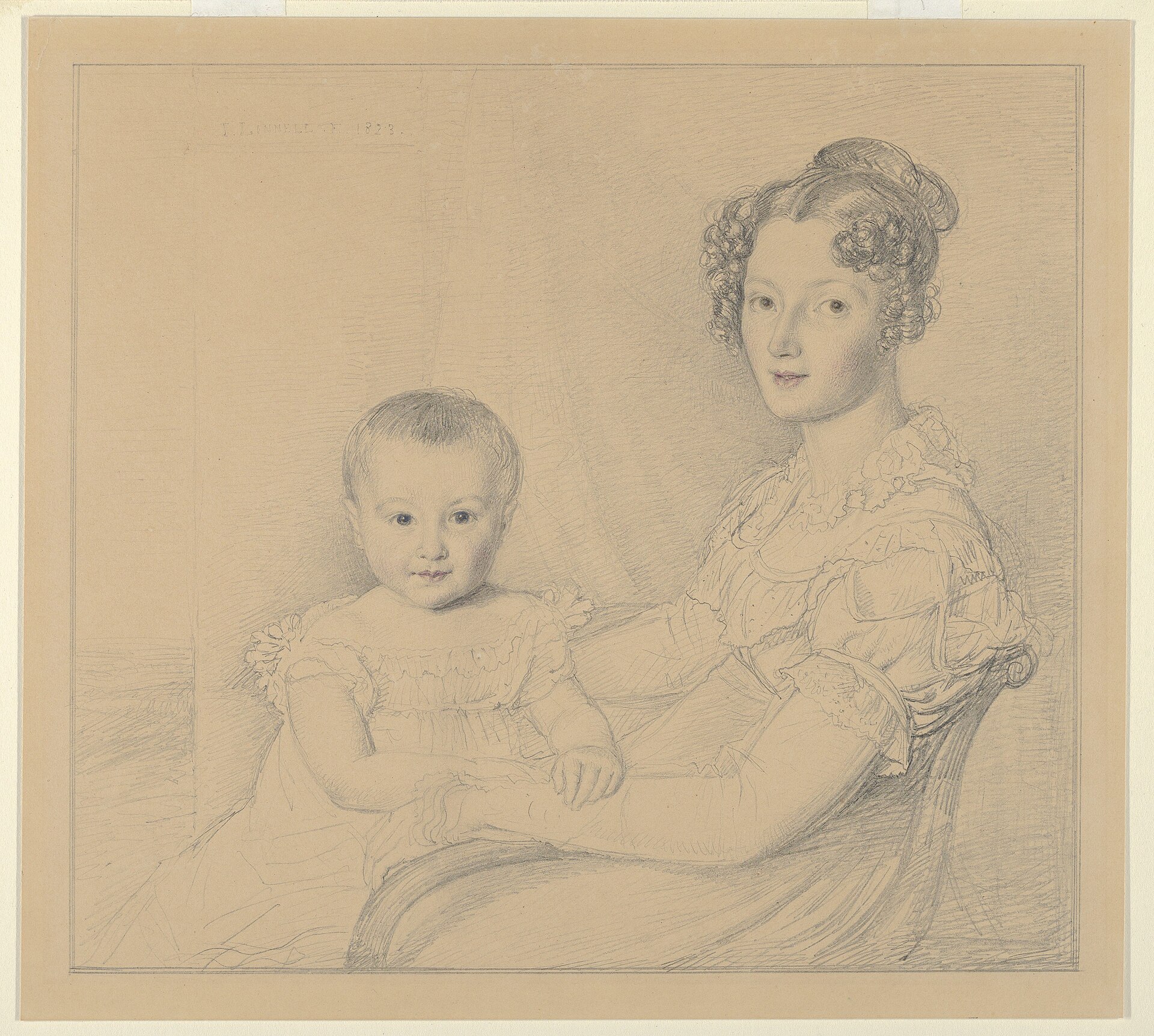 Malarski portret matki tulącej dziecko — obraz Johna Linnella ze zbiorów Metropolitan Museum of Art